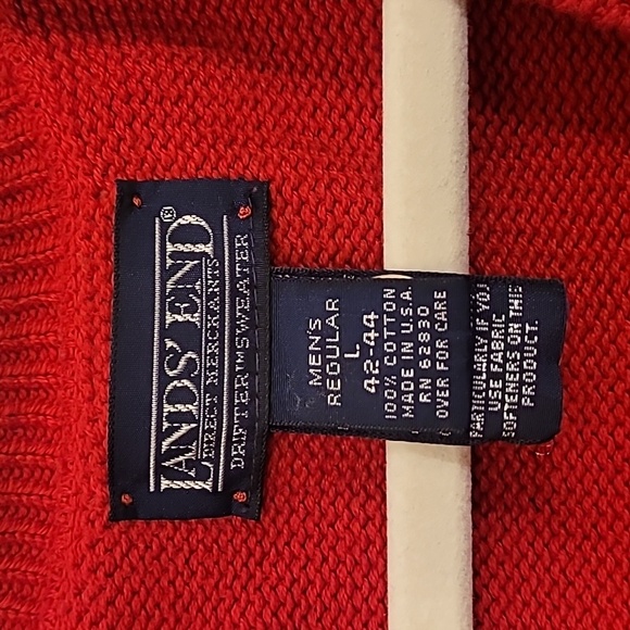 Land's End Direct Merchants Drifter Sweater mens Large red made in usa LOT F16 - Picture 2 of 7